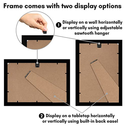 Americanflat 8x12 Picture Frame with Shatter-Resistant Glass - Set of 2 - Signature Collection - Gallery-Style Frames Made of Engineered Wood - Picture Frames for Tabletop and Wall Display - Black | Shatter-resistant glass, wall or tabletop display with i