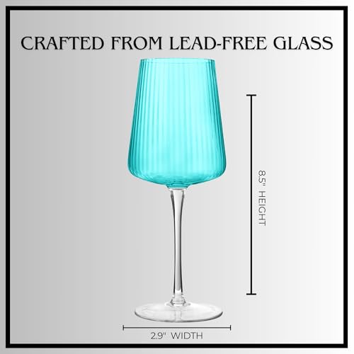 ARTLAND Soho Optic 14 oz Goblet, Set of 4 - Elegant Design, Versatile Use for Wine, Cocktails, Beverages, Durable Construction, Great for Gatherings, Easy to Clean, Thoughtful Gift Idea (Turquoise) - color: Light Turquoise, style: Goblet (4-Piece)