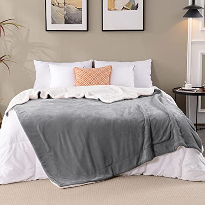 Sherpa Fleece Throw Blanket, Grey, 50x60 inches | Double-Sided Super Soft Luxurious Plush Blanket Throw Size - color: Gray, size: 50"×60"