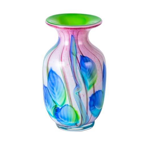 KAMMAK Colored Glass Vase, Beautiful Hand Blown Decorative Vase, Modern Art Vase for Flower Mantle Dining Table Centerpiece, Entryway Living Room Wedding Decoration, FH02049 - style: FH02049