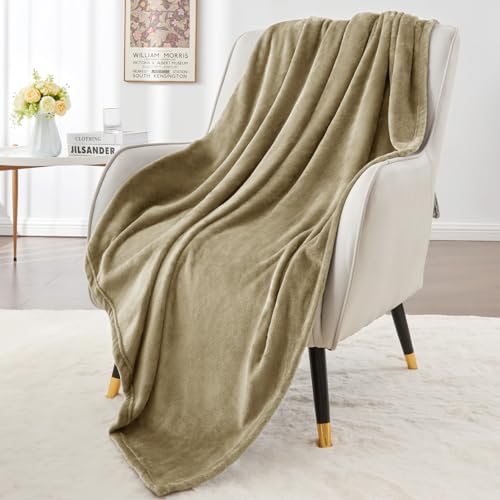 Throw Blanket for Couch & Sofa, All-Season Lightweight Fleece Blanket, Luxury Soft Cozy Fuzzy Throw for Her Him,Camel, 50 x 56 Inches