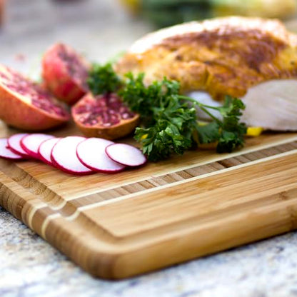 Totally Bamboo Dominica Large Cutting Board with Juice Groove, 20-5/8" x 12-1/2" - size: 20.6"L x 12.5"W