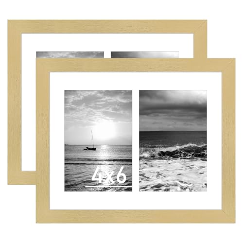 VIOLABBEY 8x10 Collage Picture Frames, Fits Two 4x6 Photos, Gold, 2Pack | Fits One 8x10 Photo without Mat, Wall or Tabletop Display, Includes Stand - color: Gold, size: 8x10-2Pack
