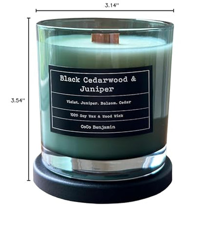 100% Soy, Highly Scented, Hand Poured Soy Candle (Black Cedarwood & Juniper (Wooden Wick)) - style: Black Cedarwood & Juniper (Wooden Wick)