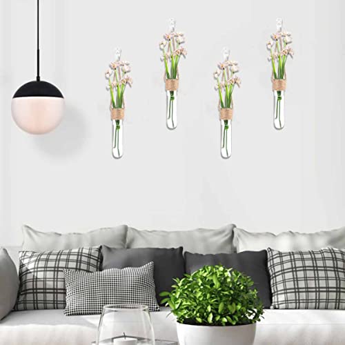 ARTORA Plant Propagation Hanging Glass Planter Terrarium Wall Mounted Decorative Flower Vase Hydroponic Plant Cultivation Test Tube for Home Office Decor (4PCS)