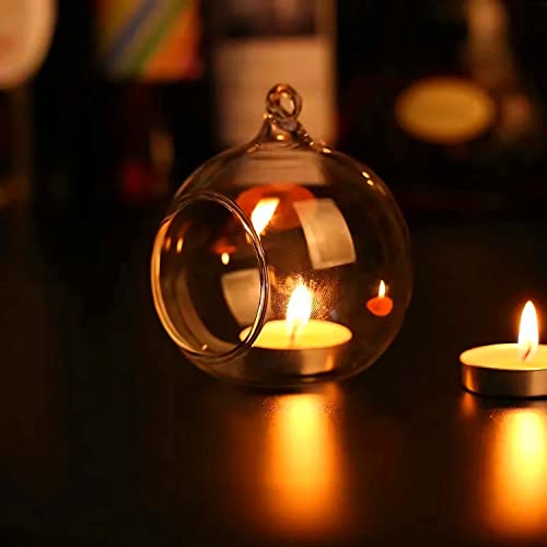 24pcs of Hanging Candle Holders - Glass LED Tealight Holders, Glass Globe Plant Terrariums, 2.36"/6cm Hanging Tealight Holder Terrariums for Birthday Party Tree Christmas Wedding Home Decor - size: 24pcs (2.36"Diameter)