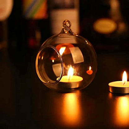 24pcs of Hanging Candle Holders - Glass LED Tealight Holders, Glass Globe Plant Terrariums, 2.36"/6cm Hanging Tealight Holder Terrariums for Birthday Party Tree Christmas Wedding Home Decor - size: 24pcs (2.36"Diameter)