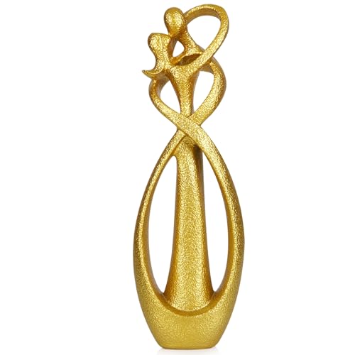 Trycooling Kissing Lovers Statue Abstract Sculpture, Gold, Large | Resin Statues Collectible Figurines, Modern Home Decoration for Living Room Office Shelves Coffee Table Desk Decor - color: Gold, size: Large