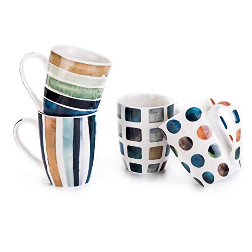 Set of 4 11.5oz Marble Patterns Coffee Mugs, Ceramic Tea Cup Set.