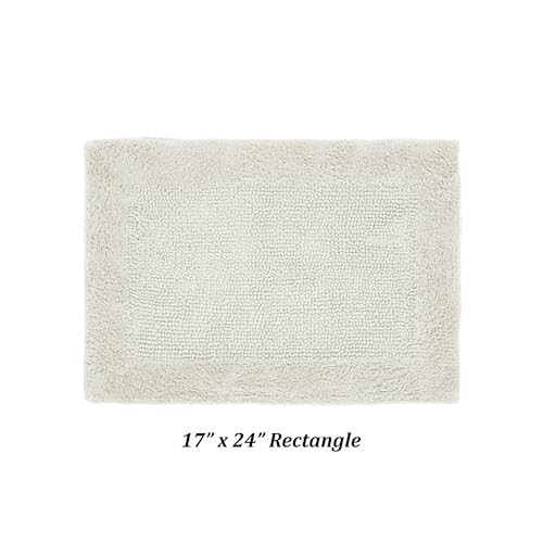 Better Trends Rectangle Bath Rug 100% Cotton Ultra Soft Water Absorbent, Reversible, Quick Dry Bath Mat, Washable Bath Mats for Bathroom, 17" x 24" Bathroom Rug Ivory Edge Collection