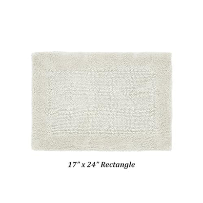 Better Trends Rectangle Bath Rug 100% Cotton Ultra Soft Water Absorbent, Reversible, Quick Dry Bath Mat, Washable Bath Mats for Bathroom, 17" x 24" Bathroom Rug Ivory Edge Collection