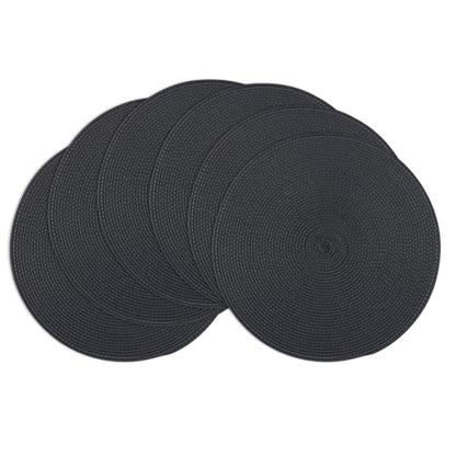 Winknowl Round Braided Placemats Set of 6 Washable Woven Heat Resistant Table Mats for Kitchen Dining Tables 15 inch Round Place Mats (Black,6pcs) - color: Black, size: 6pcs