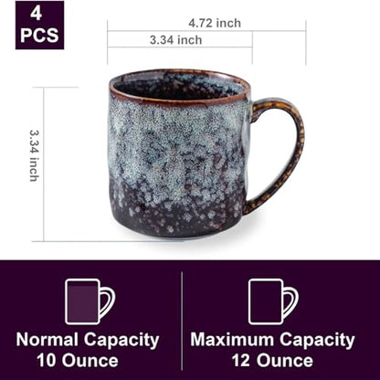 Ceramic Coffee Mugs - 12 Ounces Ceramic Mugs - Tea Cups with Handle - Funny Cappuccino Cups - Dishwasher Safe, Set of 4 - color: Speckled Black Purple
