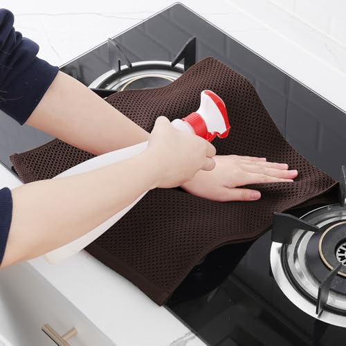 Homaxy 100% Cotton Waffle Weave Kitchen Dish Towels 9-Pack, Dark Brown | 13 x 28 Inches, Ultra Soft Absorbent Dish Towels, Quick Drying Cleaning Towels - color: Dark Brown, size: 13 x 28 - 9 Pack