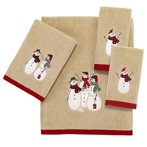 Avanti Linens - Hand Towels, Soft & Absorbent, Embroidered, Christmas Decorations, Set of 2 (Snowmen Gathering Collection) - size: 2pc Hand Towels