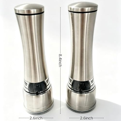 Salt and Pepper Grinder Set Stainless Steel Manual Salt Grinder Pepper Grinder Visible Adjustable Ceramic Grinding Rotor 2 Packs Set 6.5 inch Each - size: L 6.5inch