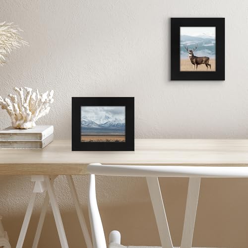 Americanflat 4x5 Picture Frame - Engineered Wood - Black | Shatter-resistant glass, wall or tabletop display with included easel, sawtooth hangers included - color: Black, size: 4x5