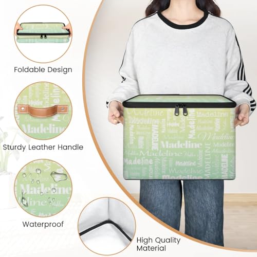 Storage Basket Custom Name, Personalize Keepsake Box, Yellow Green | Foldable Fabric Gradient Large Memory Bin with Handle Lid Lightweight Waterproof Dustproof, 14"L x 10.2"W x 10.4"H - color: Option 25