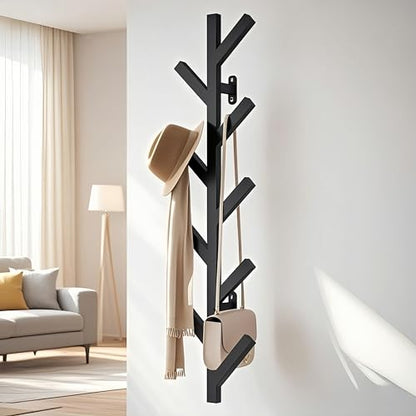 Prywot Vertical Hat Rack, Metal Coat Rack Wall Mounted, Black, 37.8" | 9 Hooks, Space-saving wall-mounted design, for Hats, Jackets, Coats, and Bags - Suitable for Entryways and Bedrooms - color: Black