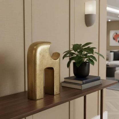 HomeRoots 11" Antiqued Brass Aluminum Modern Abstract Tabletop Sculpture