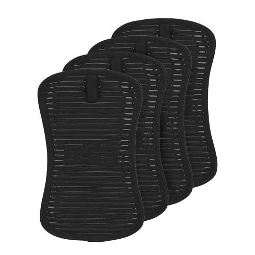 All-Clad Premium Pot Holder & Hot Pad: Heat Resistant to 500 Degrees - 100% Cotton, 10"x6.25" Hot Pad for Kitchen and Barbeque, 4-Pack, Black - color: Black, size: 4 Pack