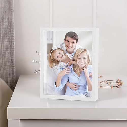Shadow Box Frame 8x10 - 3 Pack Wood Deep Shadowbox with Glass Shadow Boxes Display Cases Suitable for Photos, Dried Flowers, Handicrafts Picture Frames for Wall (White) - size: 8x10-3pcs-white