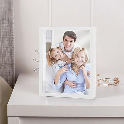 Shadow Box Frame 8x10 - 3 Pack Wood Deep Shadowbox with Glass Shadow Boxes Display Cases Suitable for Photos, Dried Flowers, Handicrafts Picture Frames for Wall (White) - size: 8x10-3pcs-white