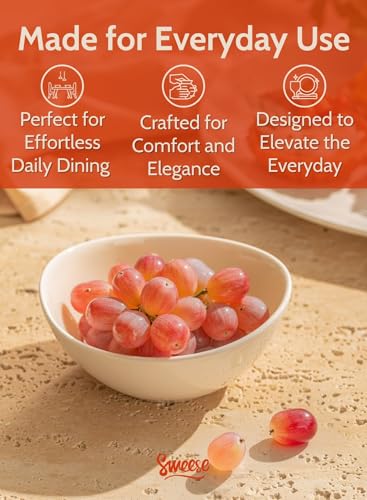 Sweese Porcelain Bowls Set 5 Inch, 10 oz - Set of 4 White Bowls for Dessert, Ice Cream, Soup, Rice & Fruits | Microwave, Dishwasher & Oven Safe - size: 5.0 Inch