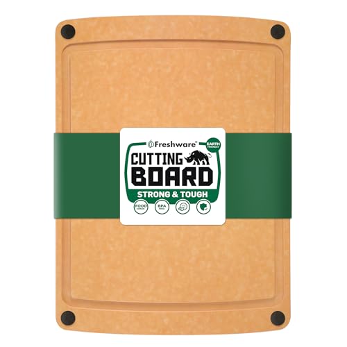 Freshware Wood Cutting Board for Kitchen, Juice Groove, Non-Slip Silicone Feet, Dishwasher Safe, Large, 15" x 11.25", Natural - color: 15" x 11.25" [Groove] [Natural Slate], size: 15"L x 11.3"W
