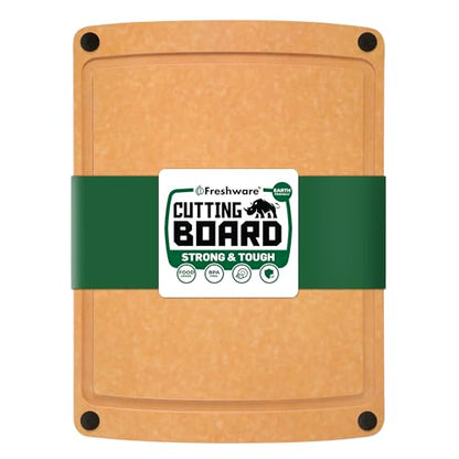 Freshware Wood Cutting Board for Kitchen, Juice Groove, Non-Slip Silicone Feet, Dishwasher Safe, Large, 15" x 11.25", Natural - color: 15" x 11.25" [Groove] [Natural Slate], size: 15"L x 11.3"W