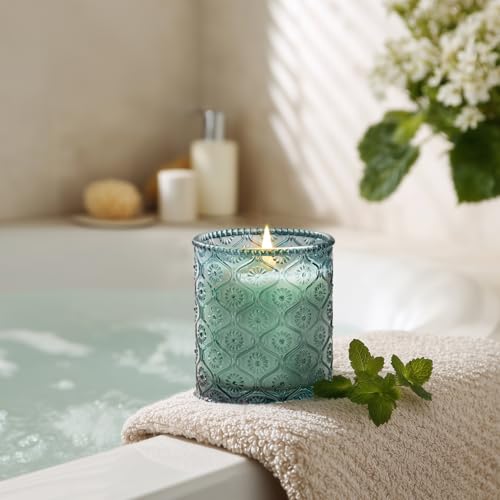 LA JOLIE MUSE Geranium Vert Mint Scented Candle for Home, Soy Wax 40 Hrs | Luxury Blue Jar Candle, Natural Clean Non Toxic, Fresh Summer Candles for Candle Warmer, Gift for Women Men, Lavender, Clove - color: Geranium Vert Mint