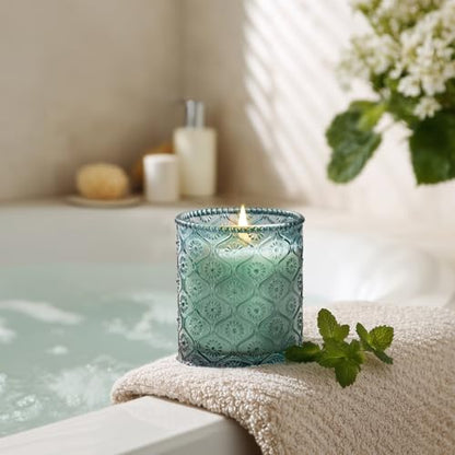 LA JOLIE MUSE Geranium Vert Mint Scented Candle for Home, Soy Wax 40 Hrs | Luxury Blue Jar Candle, Natural Clean Non Toxic, Fresh Summer Candles for Candle Warmer, Gift for Women Men, Lavender, Clove - color: Geranium Vert Mint