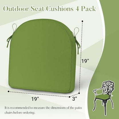 Basic Beyond Outdoor Cushions for Patio Furniture Waterproof Outdoor Chair Cushions Set of 4-19 x 19 x 3 Inch Thick Patio Chair Cushions with Adjustable Ties, Apple Green - color: Apple Green