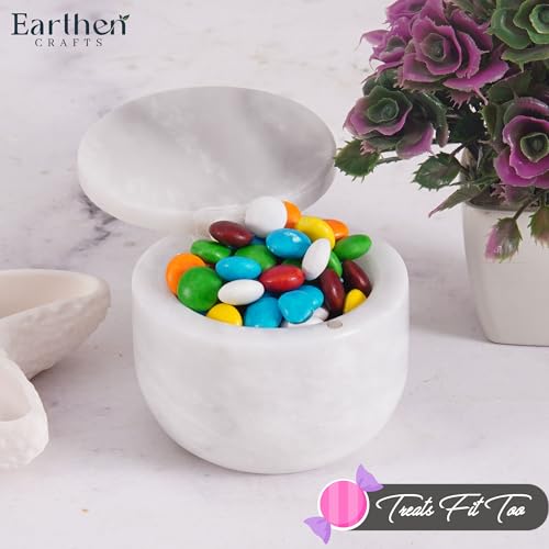 Marble Salt Cellar with Lid 3" Inch Salt Holder White Mini Salt Container with Magnetic Lock for Kitchen Counter, Salt & Spice Storage, Seasoning Jars for Table, 2.5 OZ Capacity - color: White