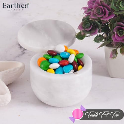 Marble Salt Cellar with Lid 3" Inch Salt Holder White Mini Salt Container with Magnetic Lock for Kitchen Counter, Salt & Spice Storage, Seasoning Jars for Table, 2.5 OZ Capacity - color: White