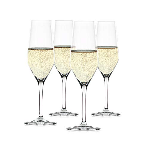 Spiegelau Style Champagne Flutes, Elegant Crystal Champagne Glasses Gift Set, Perfect for Prosecco, Sparkling Rose, Mocktails, Home Bar Accessories, Housewarming, Wedding Gifts, 8.5 oz, Set of 4 - style: Champagne Glasses
