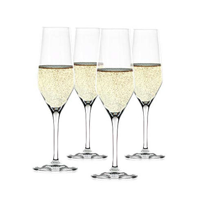 Spiegelau Style Champagne Flutes, Elegant Crystal Champagne Glasses Gift Set, Perfect for Prosecco, Sparkling Rose, Mocktails, Home Bar Accessories, Housewarming, Wedding Gifts, 8.5 oz, Set of 4 - style: Champagne Glasses