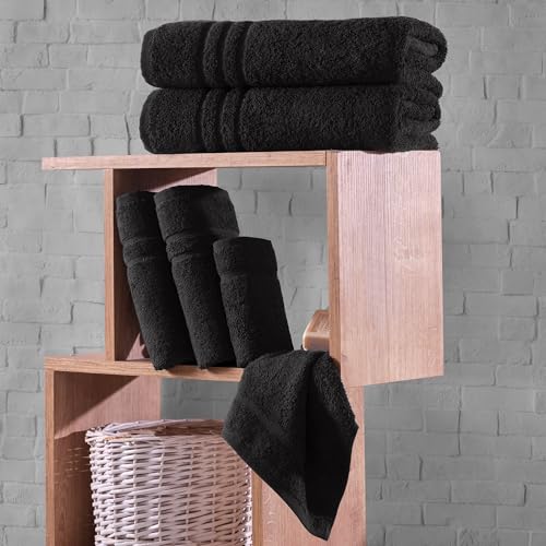 Hawmam Linen Personalized Towels - Customized Turkish Cotton Towel Set, Monogrammed Towels with Initial, Name & Embroidery, Idea for Weddings, Bridal Showers, Anniversaries, for Couples - Black - color: Black