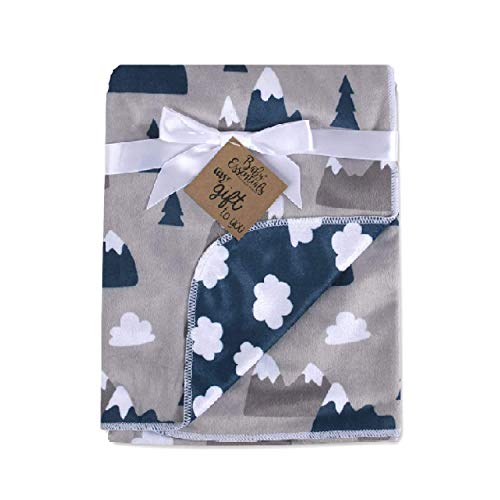 Baby Essentials Sherpa Fleece Baby Blanket 35x30 – Super Soft, Warm Reversible Baby Blankets for Newborns, Infants, Toddlers, and Nursery - color: Snowcap Mountain