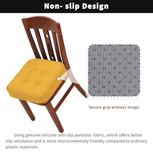 GOFORIT Memory Foam Cushion，Square Seat Cushions for Dining Chairs,Non-Slip Chair Pads with Removable Cover, 16'' x 16'', Yellow - color: Yellow