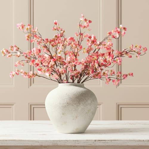 Pink Cherry Blossom Branches – 6 Pcs 33.5" Long Stem Artificial Flowers | Faux Silk Floral Decorations for Home, Realistic Fake Pink Flowers for Bedroom & Wedding Centerpiece Decor - color: Pink