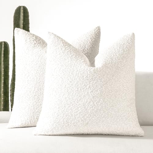 16x16 Boucle Throw Pillow Covers, Set of 2, White - color: White, size: 16" x 16" (Pack of 2)