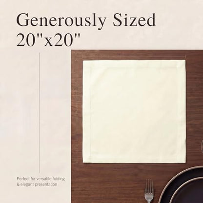 Urban Villa Cloth Napkins Cotton 20x20 (Set of 12) Ivory - color: 021 Off White, size: 20" x 20" (Set of 12)