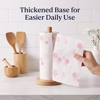 Wooden Paper Towel Holder for Countertop, Solid Beech Wood Stand with Non-Slip Base, Fits Standard Kitchen Rolls, Easy Assembly, Farmhouse Paper Towel Dispenser - size: Standard, style: Classic Beech