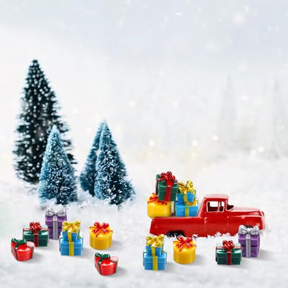 Bucherry 50 Pcs Miniature Gift Boxes Figurines Resin Charms DIY Craft for Garden Accessories Christmas Decoration Phone Case Making(Cute Style) - style: Cute Style