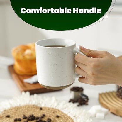 Bacimi® - Coffee Mugs Set of 4 - Stoneware Mugs 13.5oz - Ceramic Coffee Cups with Handle - Large Coffee Mug for Cappuccino, Latte & Hot Beverages - Eggshell White - style: Standard Set