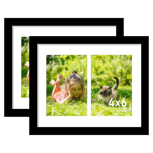 VIOLABBEY 8x10 Collage Picture Frame 2Pack, Fit 4x6 Double Photos, Black | Fit 8X10 Pictures without Mat for Wall or Tabletop, Wall Decor - color: Black, size: 8x10-2Pack