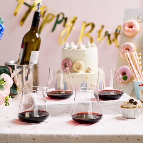 Stemless Wine Glasses Set of 4, 20oz Large, Dishwasher Safe | Hand-Blown, Lead-Free Clear Crystal, No Stem Red Wine Glass, Ready to Gift, Birthday Wedding Christmas Daily Use - size: 20oz - 4 PCS