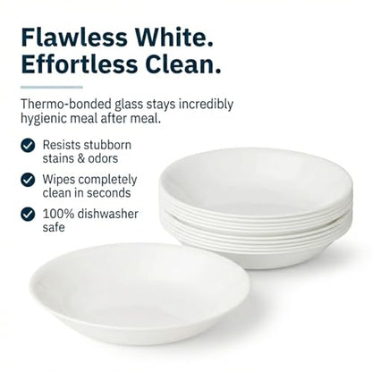 Corelle Vitrelle 6-Piece Bowl Set Triple Layer Glass and Chip Resistant, 20-Oz Lightweight Round Bowls, Winter Frost White - size: 20oz Bowls