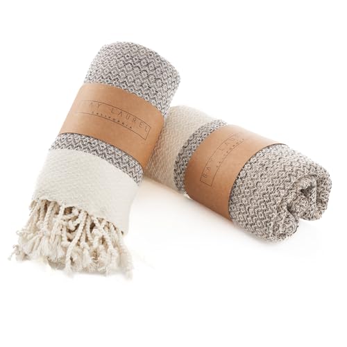 BAY LAUREL Turkish Hand Towel – Pack of 2 | Soft & Absorbent Decorative Towels for Bathroom, Hand, Face, Hair, Gym, Yoga, SPA, Kitchen & Tea | Boho Decor (Beige, Diamond 15x26 Inches (Set of 2) - color: Beige, size: Diamond 15x26 Inches (Set of 2)